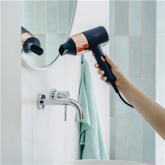 Adler Hair dryer | AD 2280 | 1800 W | Number of temperature settings 3 | Blue/Gold 2