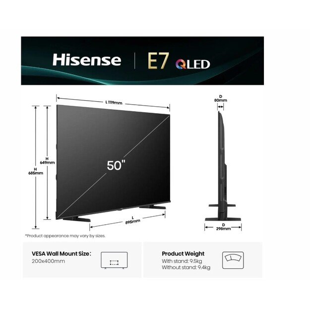 QLED televizorius Hisense 50E7Q