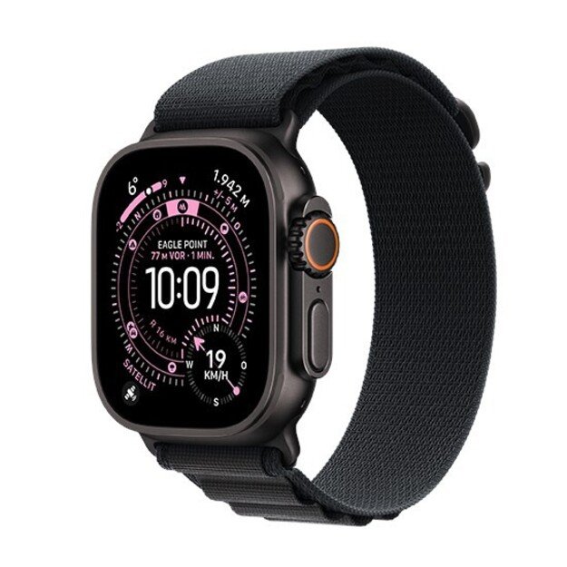 Apple Watch Ultra 3 GPS + Cellular 49mm Black Titanium Case with Black Alpine Loop - Medium