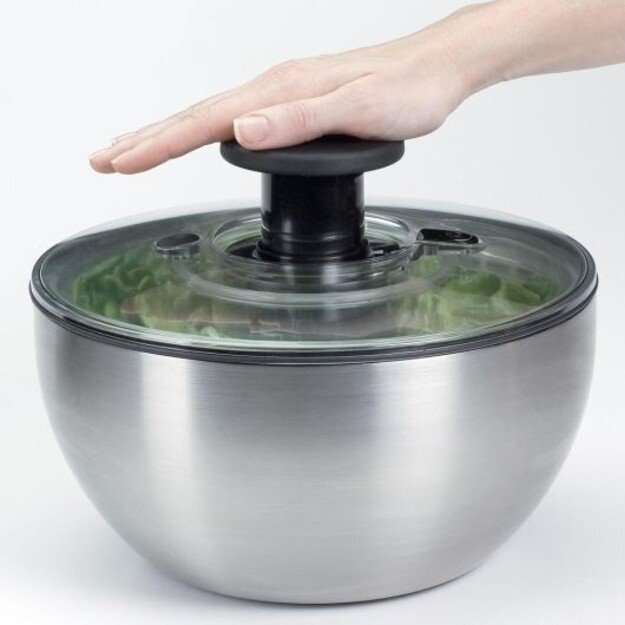 OXO 1071497 Salatschleuder Edelstahl 24cm mit Deckel