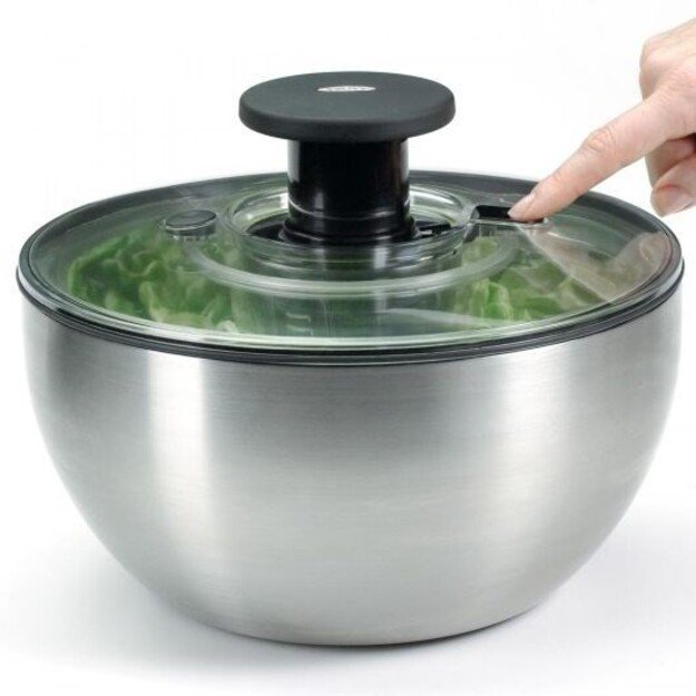OXO 1071497 Salatschleuder Edelstahl 24cm mit Deckel