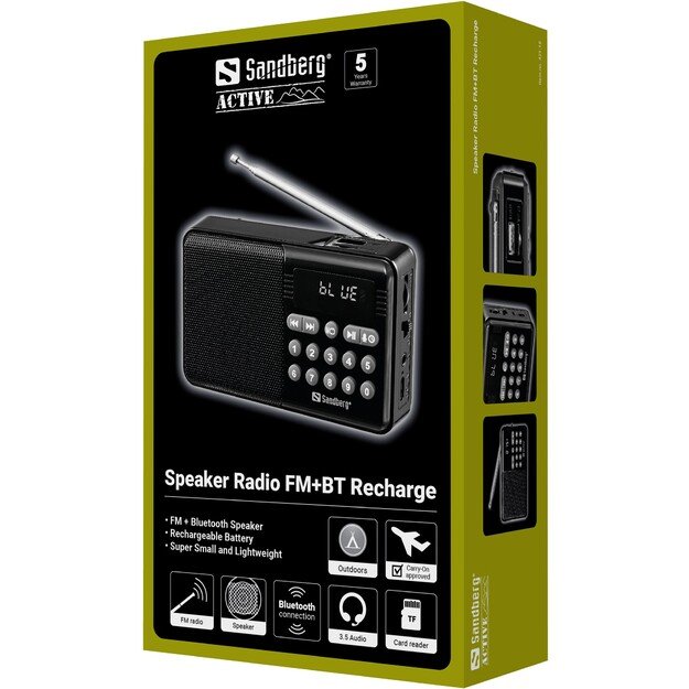 Sandberg 421-18 Speaker Radio FM+BT Recharge 1