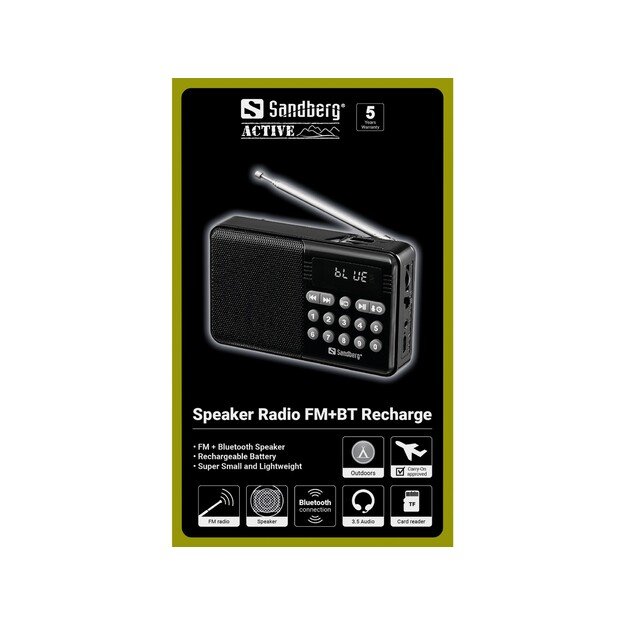 Sandberg 421-18 Speaker Radio FM+BT Recharge 2