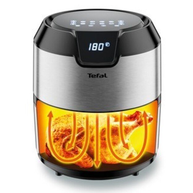 Tefal Easy Fry EY401D Single 4.2 L Stand-alone 1500 W Hot air fryer Black, Stainless steel
