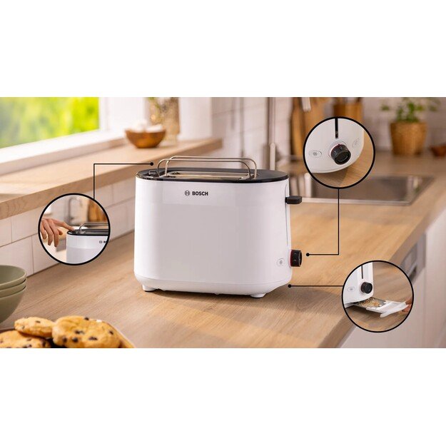 Bosch Compact Toaster | TAT2M121 MyMoment | Power 950 W | Number of slots 2 | Housing material Plastic | White 8
