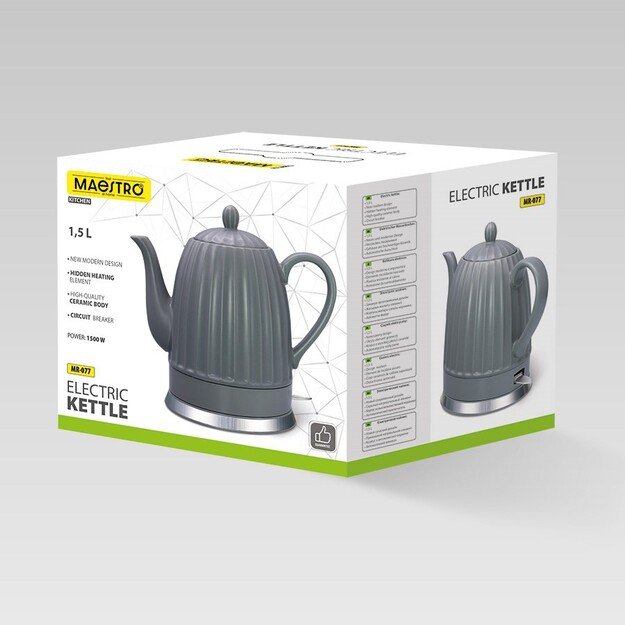 Ceramic electric kettle MAESTRO MR-077 1.5l 1500W Grey 2