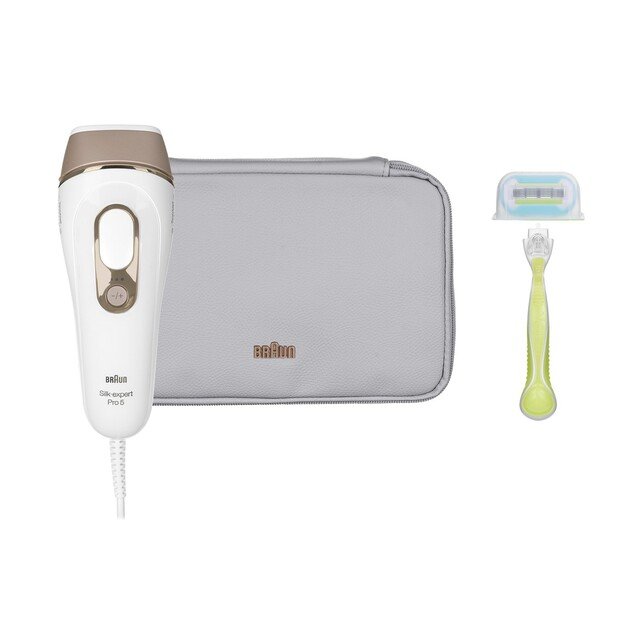 Braun Silk-expert Pro 5 Epilator | PL5052 | Bulb lifetime (flashes) 400.000 | Number of power levels 10 | White/Gold