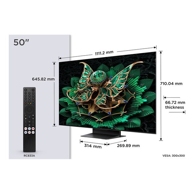 TCL 50C7K TV 127 cm (50 ) 4K Ultra HD Smart TV Wi-Fi Metallic 2000 cd/m&sup2;