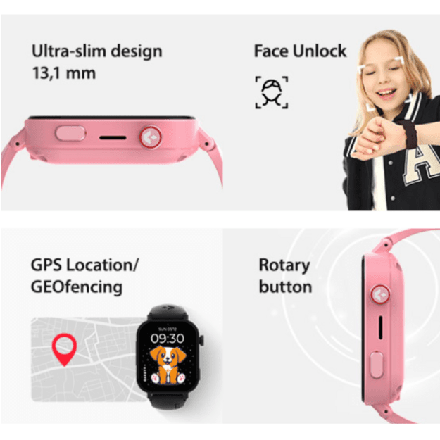 I&scaron;manusis laikrodis vaikams su lietuvi&scaron;ku meniu Garett Kids Rel 4G Pink