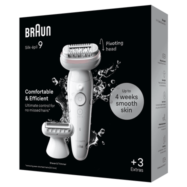Braun Epilator | SES9-030 Silk &eacute;pil 9 | Operating time (max) 50 min | Number of power levels 2 | Wet & Dry | White/Rose