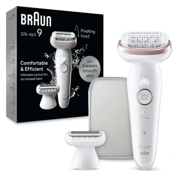 Braun Epilator | SES9-030 Silk &eacute;pil 9 | Operating time (max) 50 min | Number of power levels 2 | Wet & Dry | White/Rose