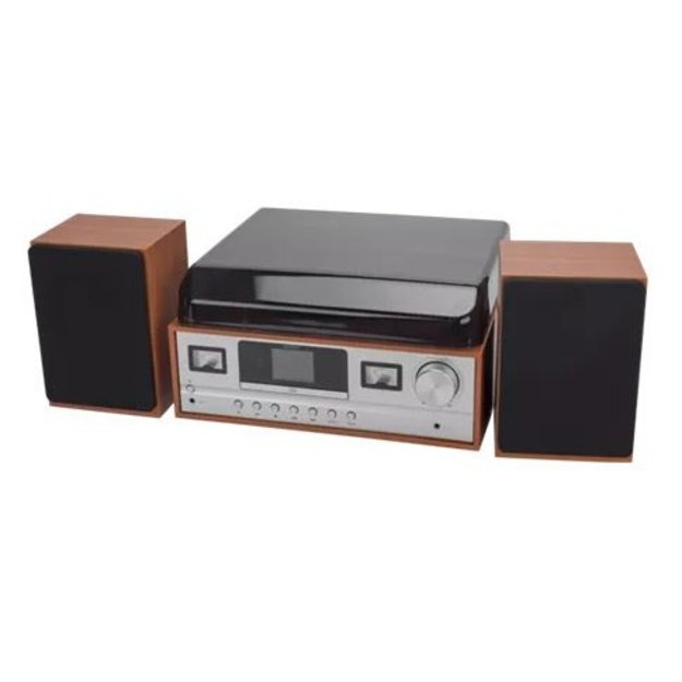 Denver MRD-52 retro stereo system with light wood turntable