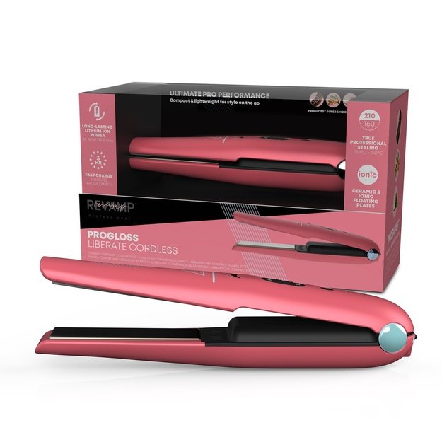 Revamp ST-1700PK-EB Progloss Liberate Cordless Ceramic Compact Hair Straightener Pink
