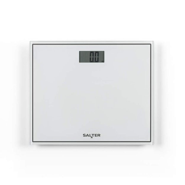 Salter 9207 WHCFEU12 Compact Glass Electronic Bathroom Scale, White
