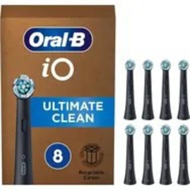 &bdquo;Braun Oral-B iO Ultimate Clean&ldquo; keičiamos &scaron;epetėlių galvutės, juodos (8 vnt. pakuotė)
