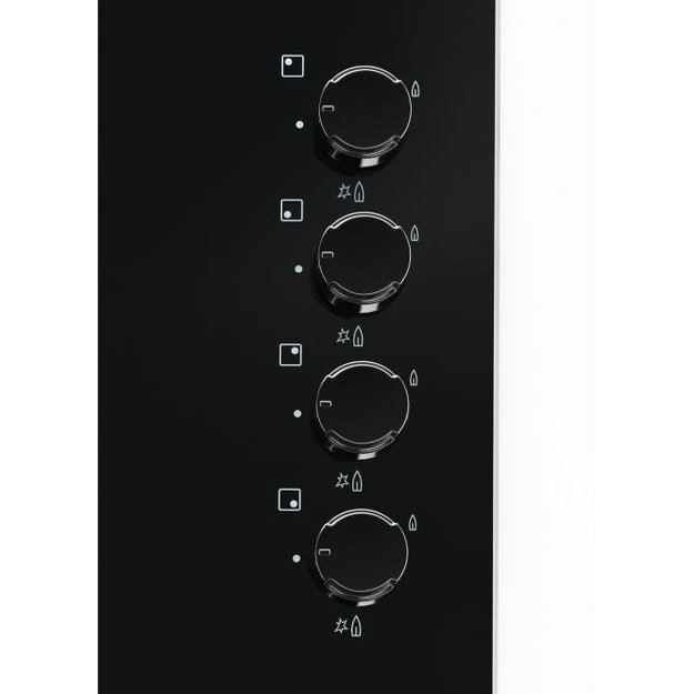 ELECTROLUX KGG6407K Gas Hob - 4 Burners - L 59 x D 51 cm - 7800 W - Glass Coated - Black | Sourcing