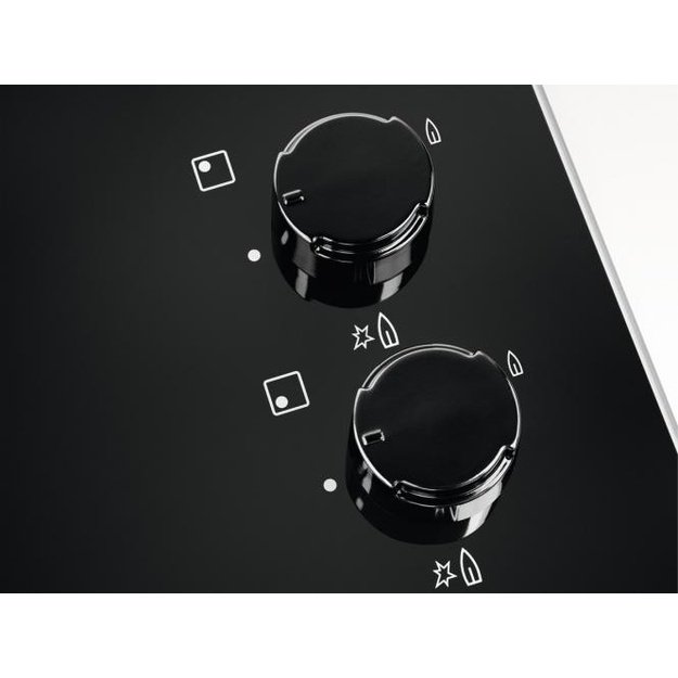 ELECTROLUX KGG6407K Gas Hob - 4 Burners - L 59 x D 51 cm - 7800 W - Glass Coated - Black | Sourcing