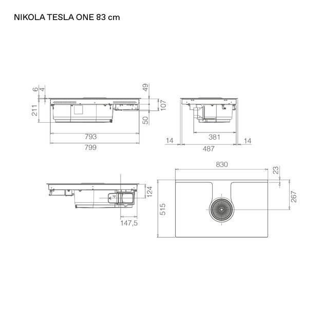 Įmontuojama kaitlentė su integruotu gartraukiu Elica NIKOLATESLA ONE EVO BL/A/83, PRF0196318
