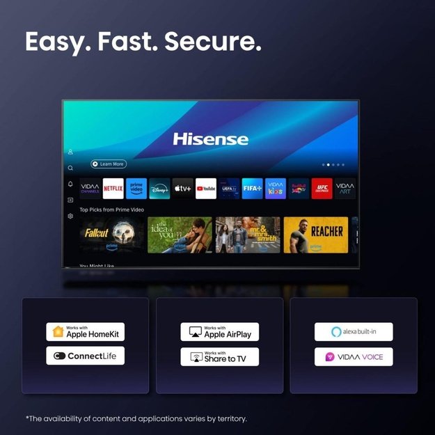 Hisense Mini LED TV | 65U7Q | 65 | Smart TV | VIDAA Smart OS | UHD | Black