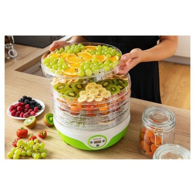 Sencor SFD 851GR food dehydrator Light Green, Transparent 240 W