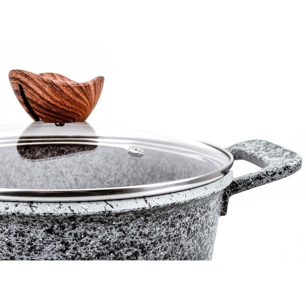 PROMIS Set of pots GRANITE, saucepan 16 cm, pots 20,24,28 brown handles