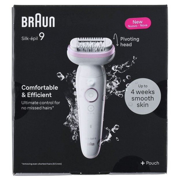 Braun Epilator | SES9000 Silk-epil 9 SkinSpa | Operating time (max) 50 min | Number of power levels 2 | Wet & Dry | White