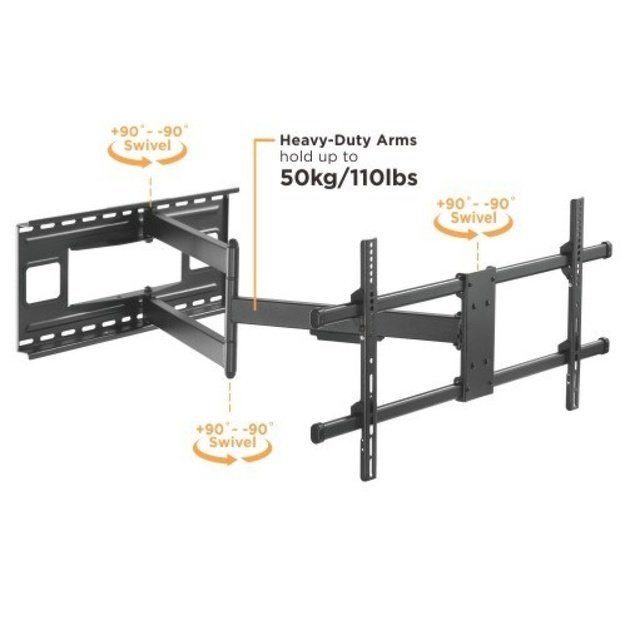 TECHLY Wall Bracket Extendable Arm up to 1015 mm for LCD 43-80inch Black