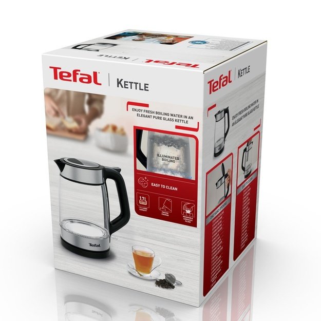 Tefal Glass Kettle KI605830 electric kettle 1.7 L 2200 W Black, Silver, Transparent