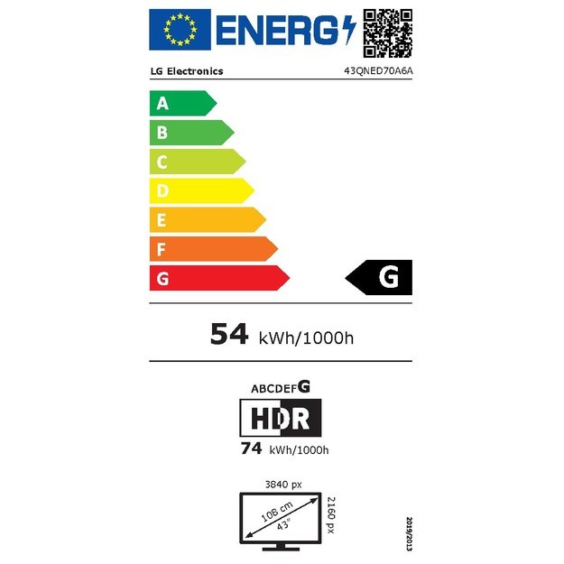LG 43QNED70A6A TV 109.2 cm (43 ) 4K Ultra HD Smart TV Wi-Fi Black