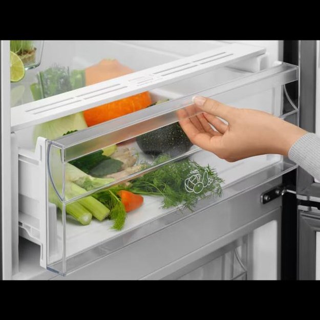 201 cm auk&scaron;čio  ner plieno spalvos No Frost &scaron;aldytuvas su &scaron;aldikliu Electrolux LNT5ME36U1