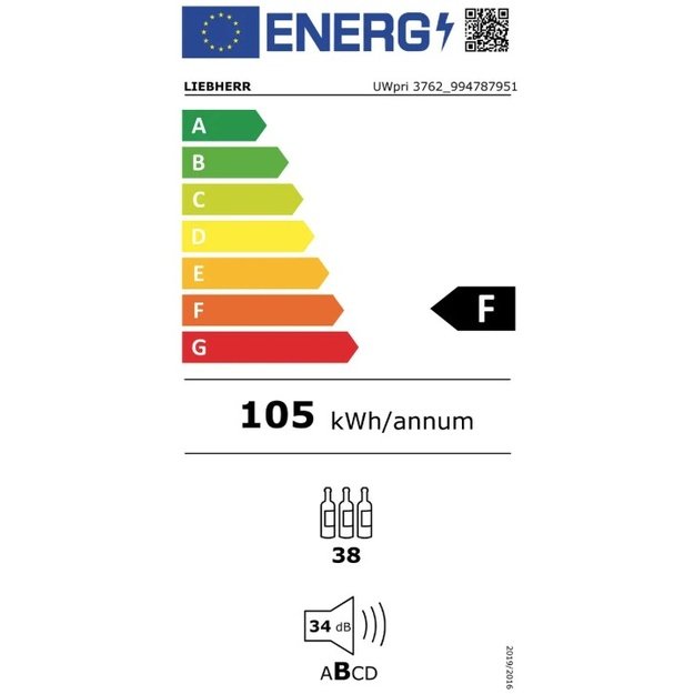 įmontuojamas &scaron;aldytuvas vynui Liebherr UWpri 3762