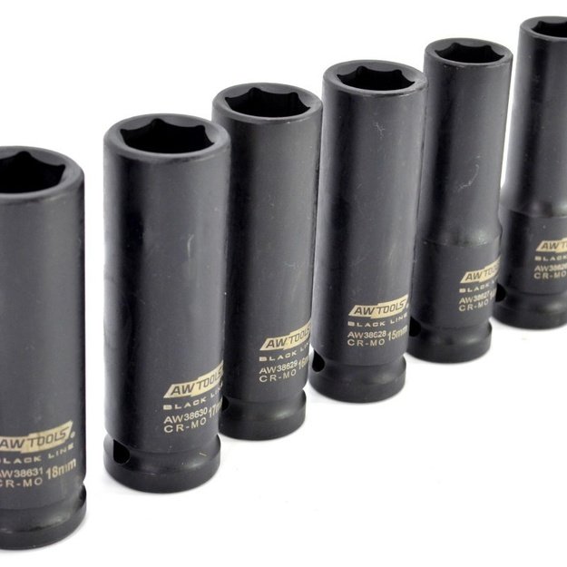 AWTOOLS IMPACT SOCKET SET 1/2  13pcs. 10-32mm BLACK LINE