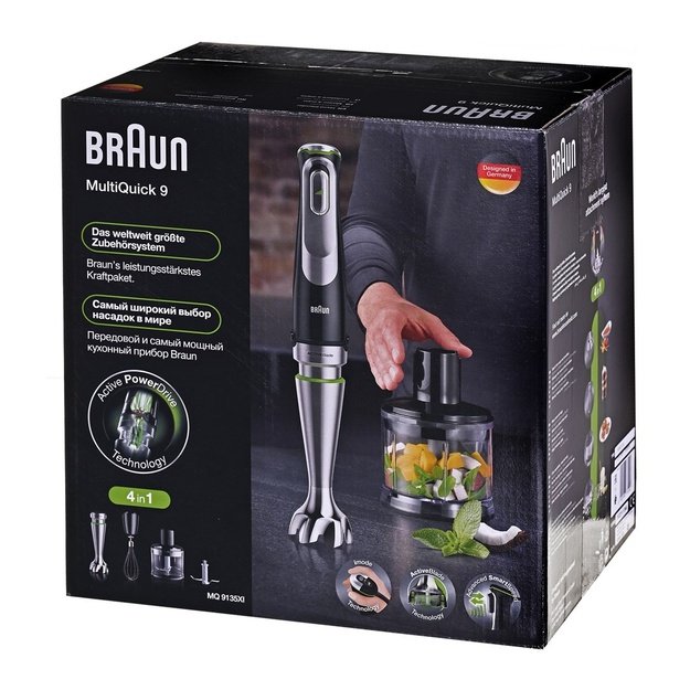 Braun | Hand Blender | MQ9135XI MultiQuick 9 | Hand Blender | 1200 W | Number of speeds 3 | Black/Stainless Steel
