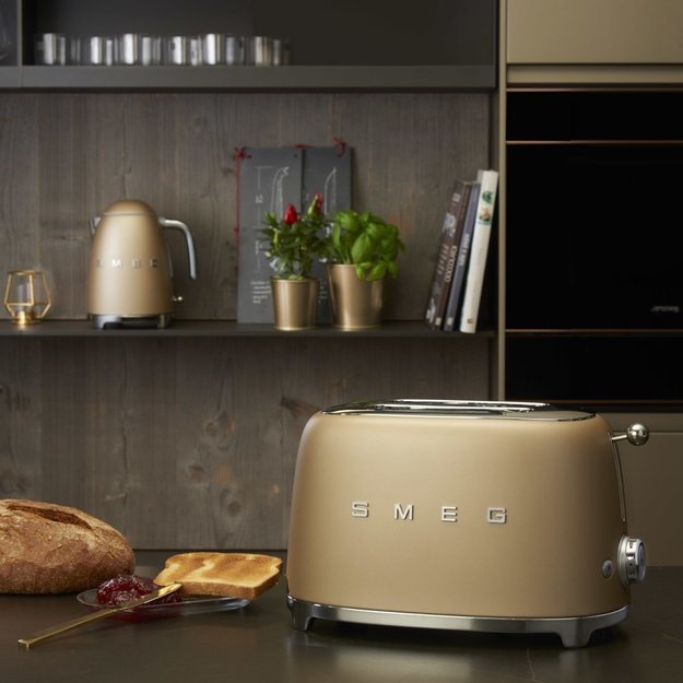 Smeg Toaster, 2 Slots, 50s Style Gold, TSF01CHMEU