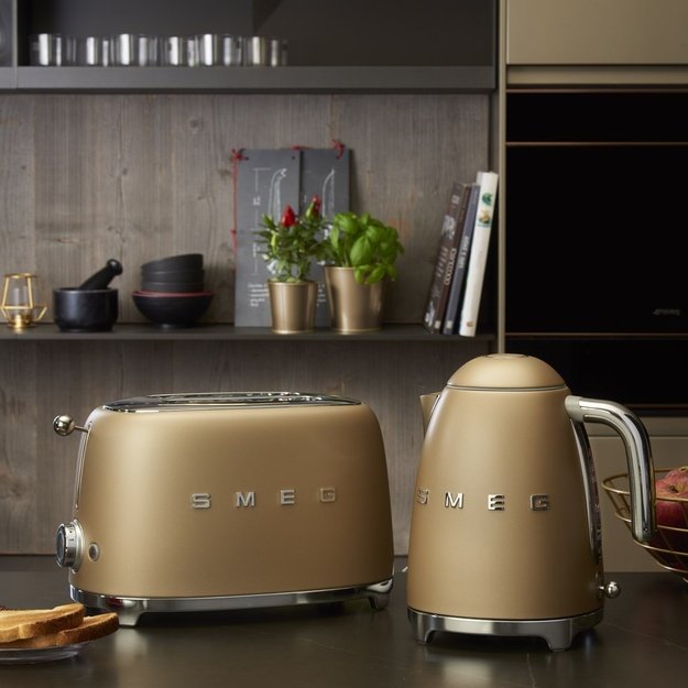 Smeg Toaster, 2 Slots, 50s Style Gold, TSF01CHMEU