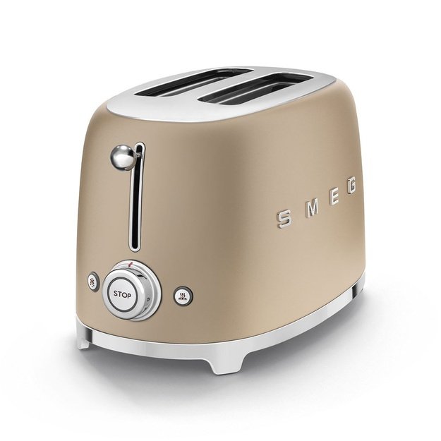 Smeg Toaster, 2 Slots, 50s Style Gold, TSF01CHMEU