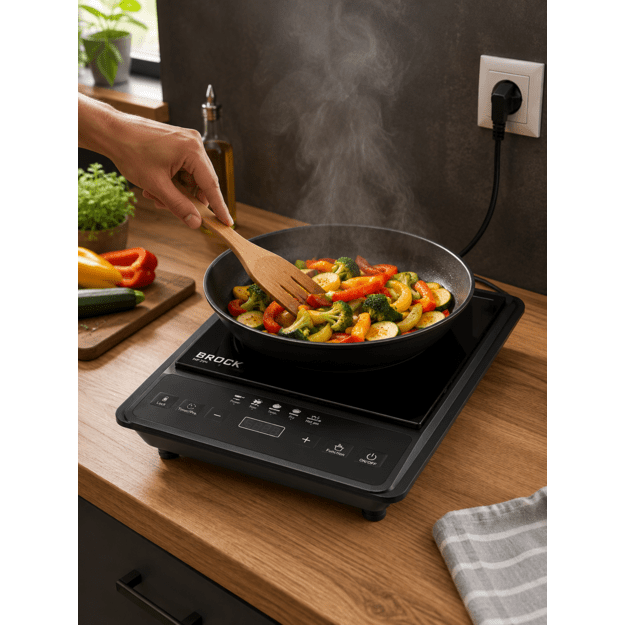 Brock HP 2009 Induction Cooker 2000W, Ceramic Surface 250x250 mm, Black