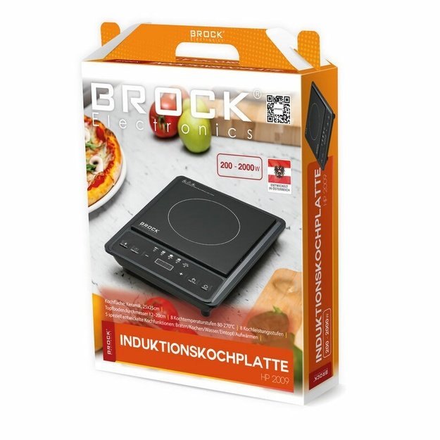 Brock HP 2009 Induction Cooker 2000W, Ceramic Surface 250x250 mm, Black