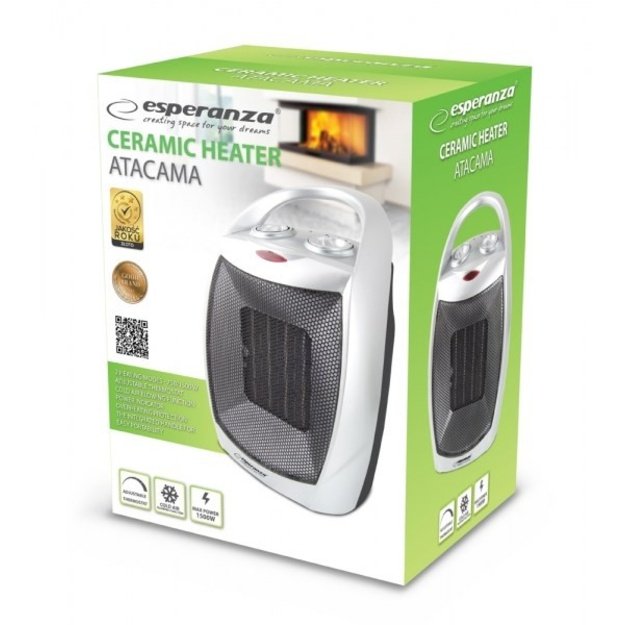 Heater fan electric Esperanza EHH006 (1500W, 3 heating levels, black color, silver color)
