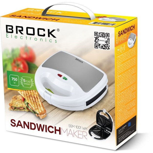 Brock SSM 1001 WH Sandwich Toaster 750W, White