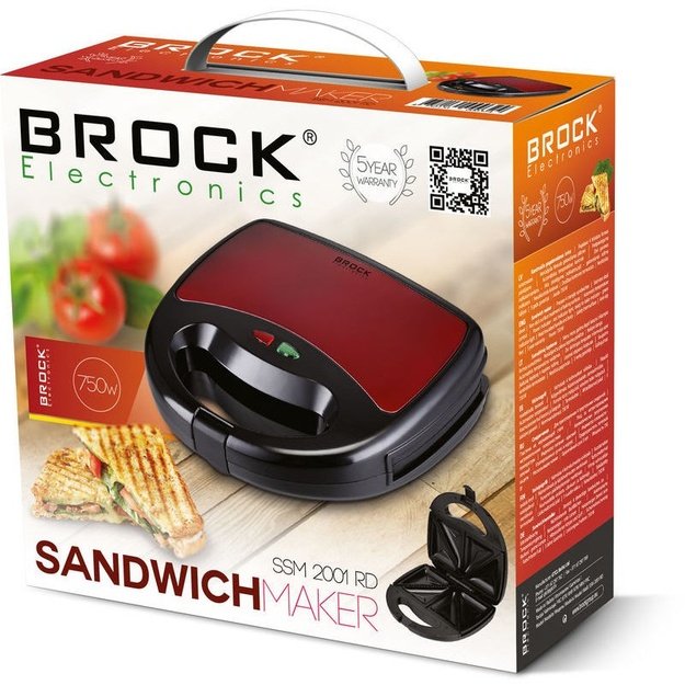 Brock SSM 2001 RD Sandwich Toaster 750W,Red