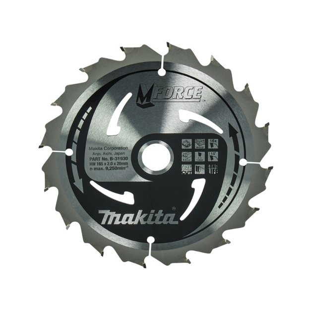 Medžio pjovimo diskas MAKITA 165x20x2,0mm 16T 15&deg;