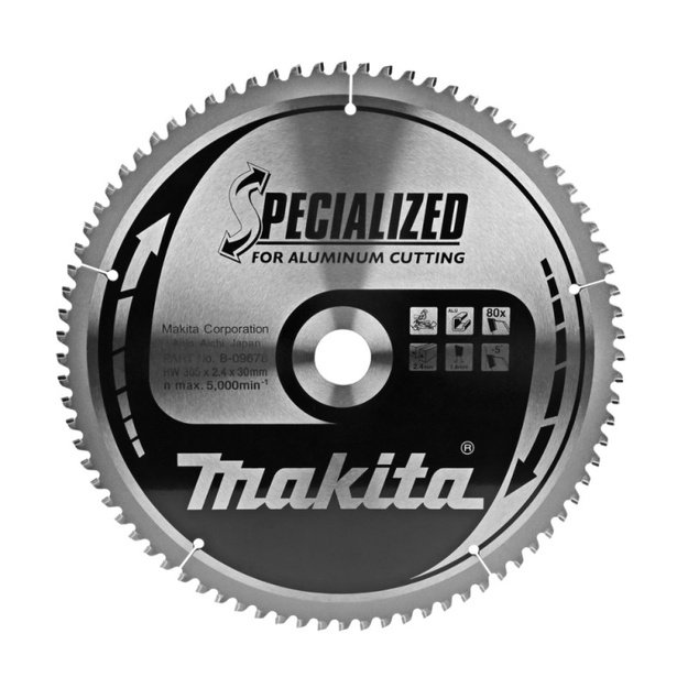 Pjovimo diskas aliuminiui MAKITA 305x30x2,4mm T80 -5&deg;