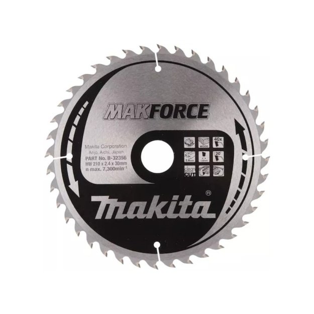 Pjovimo diskas medienai MAKITA 210x30x2,4mm 40T 20&deg;