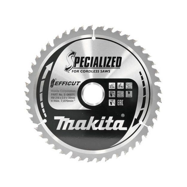Medžio pjovimo diskas MAKITA Efficut 216x30x1,5mm 80T 10&deg;