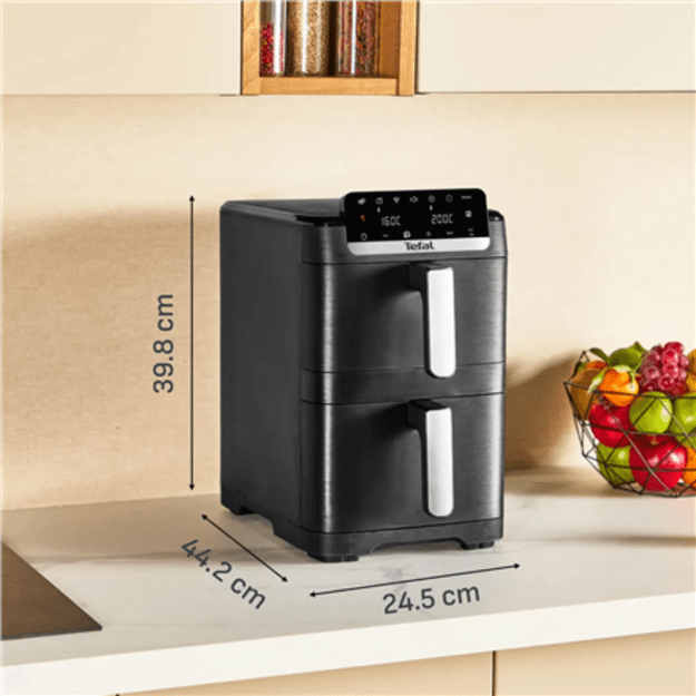 TEFAL Double Basket Airfryer | EY7528E0 Easy Fry Crispy Stack | Power 2700 W | Capacity 6 L + 4 L | Black
