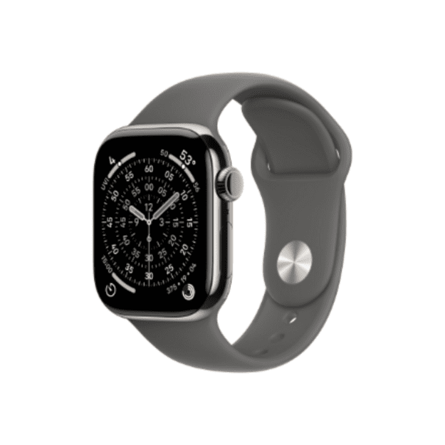 Apple Watch Series 11 GPS + Cellular 42mm Natural Titanium Case with Stone Grey Sport Band - S/M