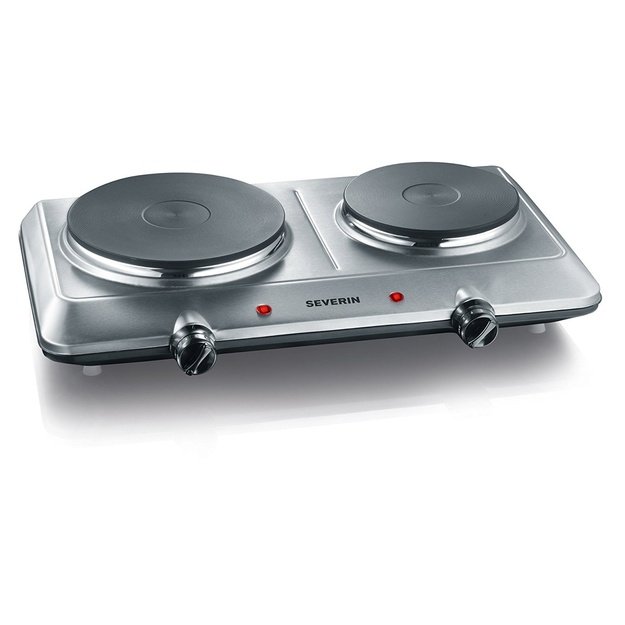 Severin DK 1014 hob Stainless steel Countertop 45.5 cm Sealed plate 2 zone(s)