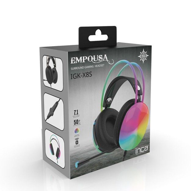 Inca IGK-X8S headphones/headset Wired Head-band Gaming Black