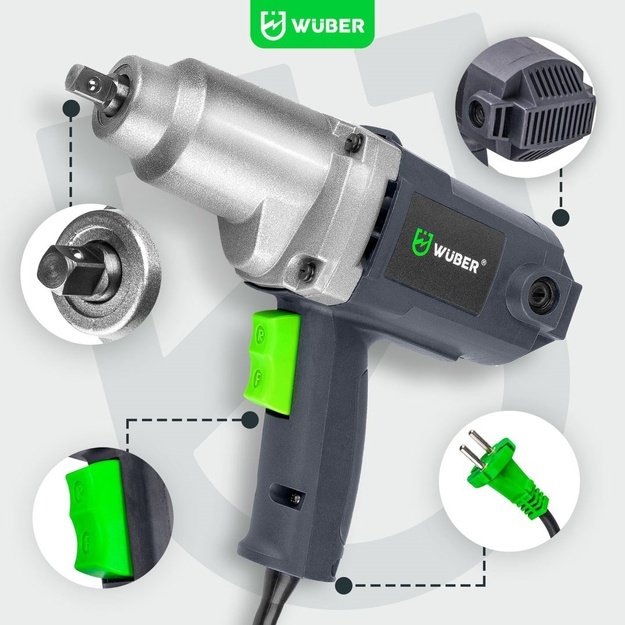 WUBER W33250 electric impact wrench 800 Nm 1/2  for wheels with case